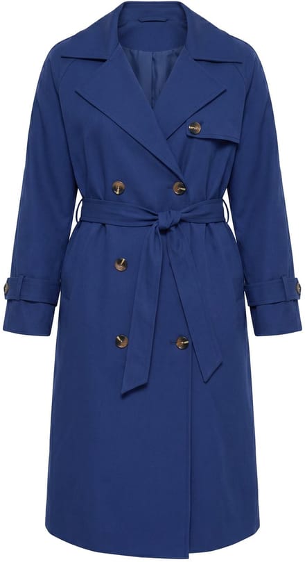 Studio Untold - Dames - Trenchcoat iets te groot revers ceintuur met stropdas - Navy - Maat 54+