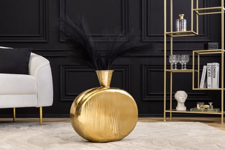 Handgemaakte vaas ORIENT L 50cm goud metaal gehamerd design - 44866