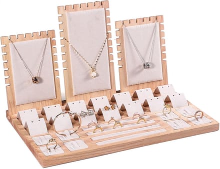 Sieraden Display Tray - Sieraden Stand - Sieraden Presenteren - Verstelbare Afstand - 39 x 23.5 x 23 cm - Grijs