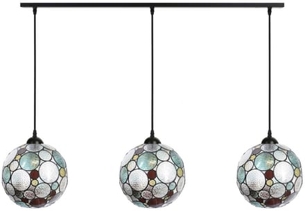 3 x Tiffany Endless lampen aan plafondbalk - Art Deco Trade