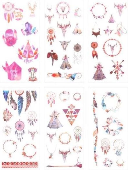 JDBOS ® Bullet journal stickers set – Indianen - Geweien – 6 vellen - Scrapbook accessoires