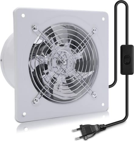 Stille Afzuigventilator met Schakelaar voor Raam en Badkamer (20 cm, 80W)