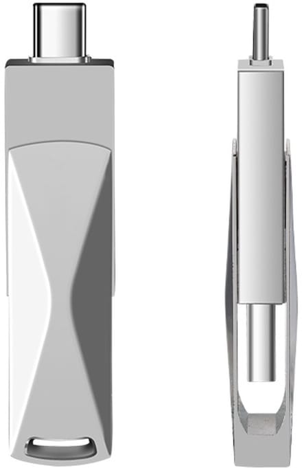 USB - Dubbele Type-C- en USB 2.0-poorten - Metalen behuizing - Opslagapparaat voor Type-C, Android en pc - 64 GB - USB 2.0 - Zilver