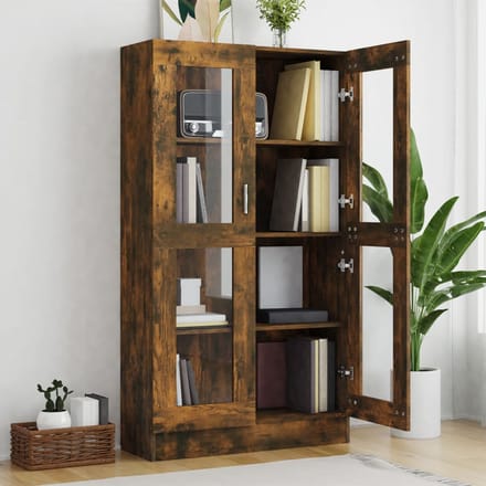 vidaXL - Vitrinekast - 82,5x30,5x150 - cm - bewerkt - hout - gerookt - eikenkleurig