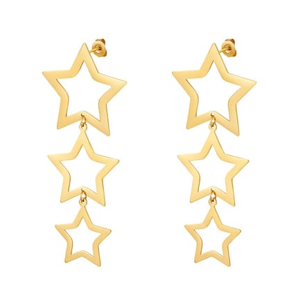 Yehwang Oorbellen - Sterren - Goudkleurig - Stainless Steel - Drie Sterren