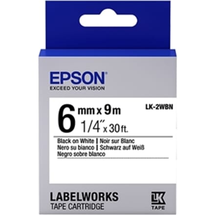 Epson LK-2WBN standard tape zwart op wit 6mm (origineel)
