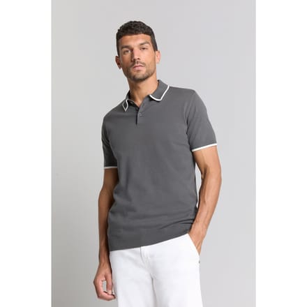 No Excess Pullover Short Sleeve Polo Button Solid Dark Steel Größe: XXL | Poloshirts Outlet | Herren