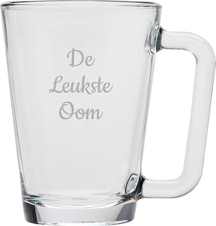 Gegraveerde theeglas 26cl De Leukste Oom