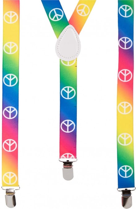 PartyXplosion Carnaval verkleed bretels - hippie/peace/sixties - polyester - heren/dames - verkleedkleding accessoires