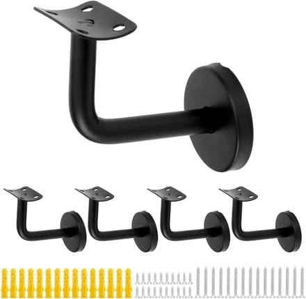 Dailygoods- Leuningbeugel Set van 5 - Roestvrij Staal - Zwart - 60x80