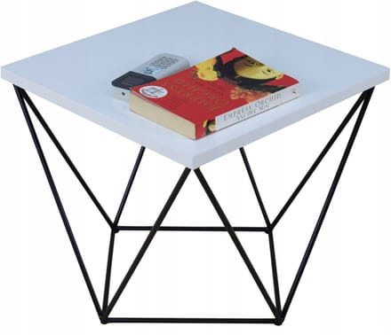 FutuStal - Stalen Koffietafel - Zwart/Wit Glans - Vierkant - 40x40 cm