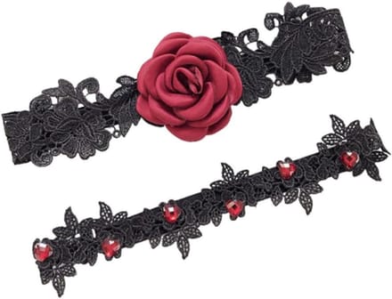 Kanten Kousenband - Dij Ring - Bruiloft Accessoire - Bloem Decoratie - 20 x 6 cm - Roze
