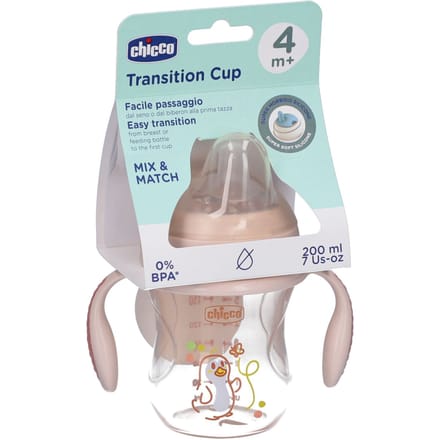 Chicco Overgangsbeker 200 ml 4m+ - van silicone Roze 1 Beker