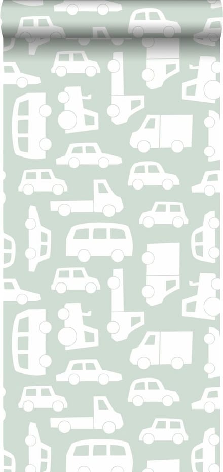 ESTAhome behang auto's mintgroen - 53 cm x 10.05 m - 139046