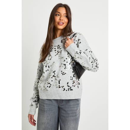 boohoo Dames Trui met all-over pailletten | Grijs | Maat: Medium
