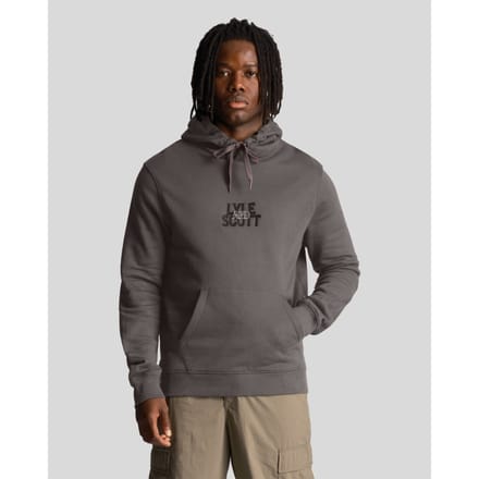 Lyle & Scott geborduurd logo gunmetal pull-over hoodie