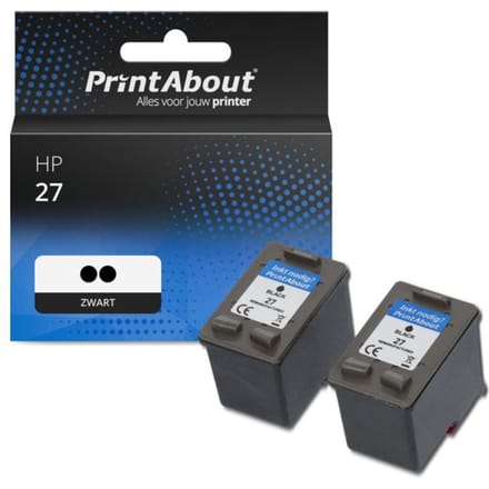 PrintAbout - Inktcartridge / Alternatief voor de HP C8727AE (nr 27) / Zwart 2-pack