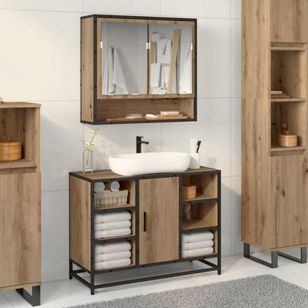 vidaXL - Wandplank - Artisan - Eiken - 65 - x - 20 - x - 60 - cm