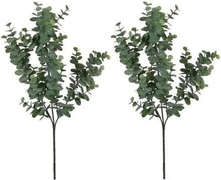 Mica Decorations Kunstbloem - 2x - Eucalyptus kunsttak - grijs/groen - 65 cm - decoratie