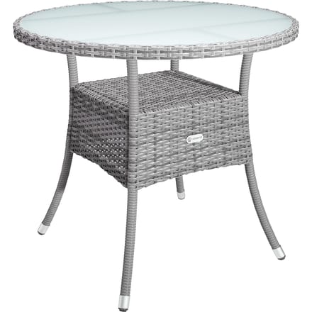 Casaria Bijzettafel - Rond 80cm Weerbestendig Polyrattan - Grijs