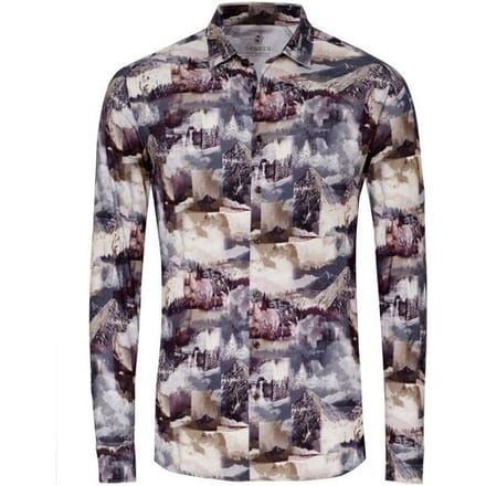 Desoto Overhemd Landscape Fantasy Pattern Bruin-Blauw / male