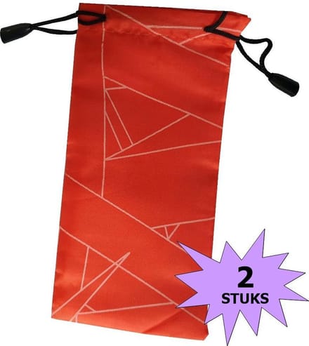 Fako Bijoux - Brillenhoes - Brick - 18x9cm - Rood - 2 Stuks