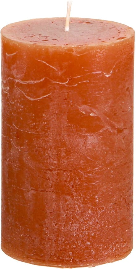 Effen pilaarkaarsen, roodbruin, 60x100mm, set van 4, decoratief, roman