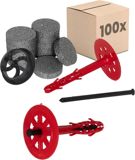 Isolatiepluggen Set - Gevelpluggen Bevestiging - ETICS Montage - ETA Gecertificeerd - Ø10x140mm - Rood