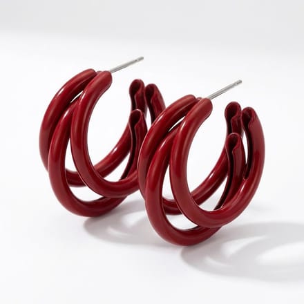 Roodkleurige oorringen voor dames – oorbellen met drie verstrengelde ringen