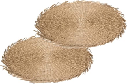 Secret de Gourmet Placemat - Set van 4x stuks - raffia naturel - rond - 38 cm - rond