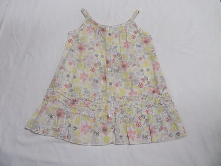 dirkje , jurk , kleedje , zomer , bloem , wit/geel/rose  ,  80 - 1 jaar