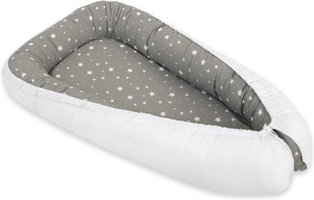 Babynest dubbelzijdig Premium Cocoon voor baby's BOBONO- mini sterren wit/wit