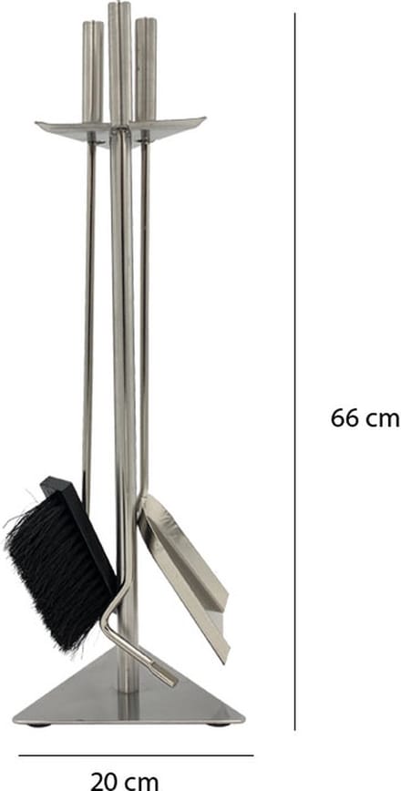 Haardset - 4-delig - rvs - 66x20x20 cm