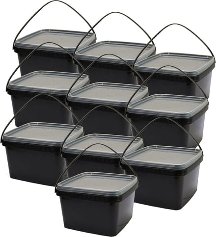Eurocatch Emmer - Zwart met transparante deksel - Hersluitbaar - 10x - 2,5L