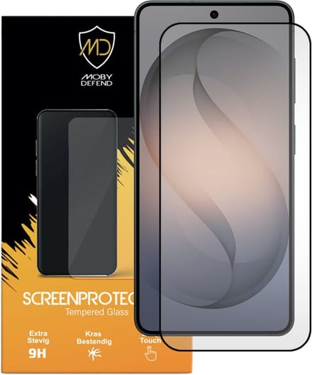 MobyDefend Screenprotector - Geschikt voor Samsung Galaxy S26 - Screensaver Met Zwarte Randen - Gehard Glas