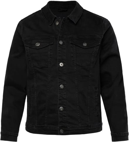 JP 1880 - Heren - Denim jas 4 zakken knoopsluiting - Zwart - Maat 8XL