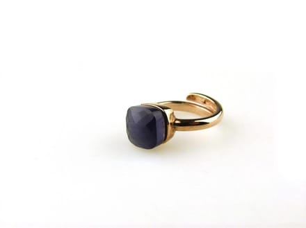 ring in zilver roze verguld model carré paarse steen