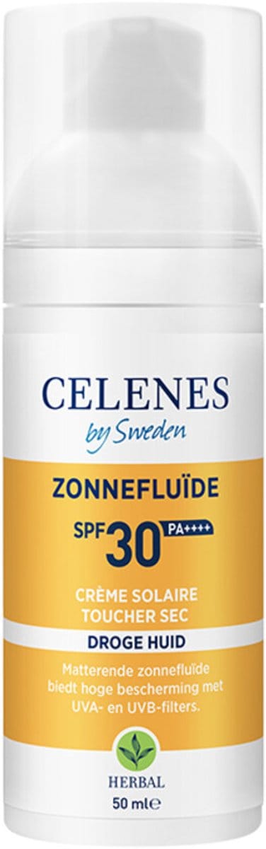 Celenes - Herbal Dry Touch Zonnefluïde SPF 30 Alle Huidtypes - 2 x 50 ml - Voordeelverpakking