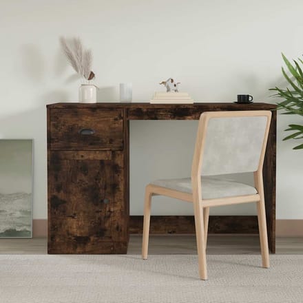 vidaXL - Bureau - met - lade - 115x50x75 - cm - bewerkt - hout - gerookt - eikenkleurig