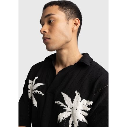 Heren T-shirt met tropische print en V-hals