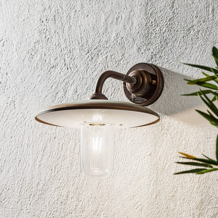 Moretti Luce Casale buitenwandlamp, antiek koper helder glas