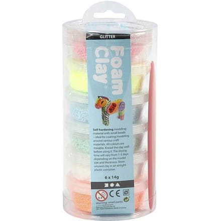 Foam Clay®, Glitter, Pastelkleuren, 14 gr, 6 Doosje