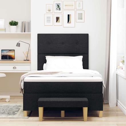 vidaXL - Boxspring - bed - met - hoofdeinde - Zwart - 190 - x - 120 - cm - Stof