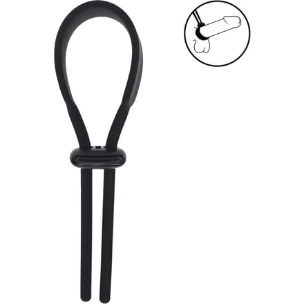 Wide Adjustable Silicone Lasso Cockring - 5mm - Black