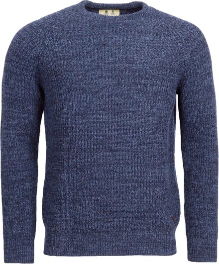 Barbour trui donkerblauw gemêleerd lamswol ronde hals