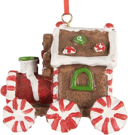 Clayre & Eef Kersthanger Trein 9x5x9 cm Bruin Kunststof