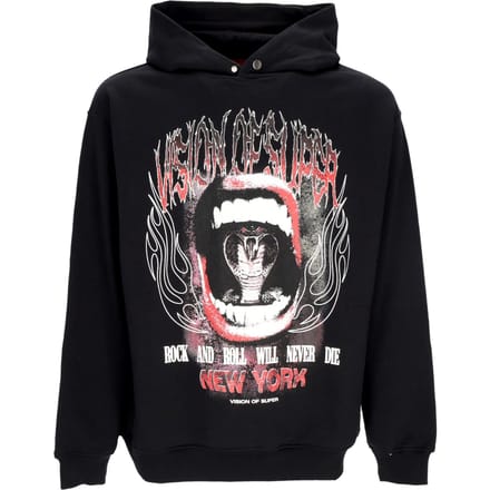 Lichtgewicht herensweatshirt met capuchon Cobra-mondprint en capuchon zwart