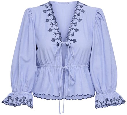 JDY - JDYSAVANNAH L/S EMB TIE TOP WVN EXP - Dames - Blouses
