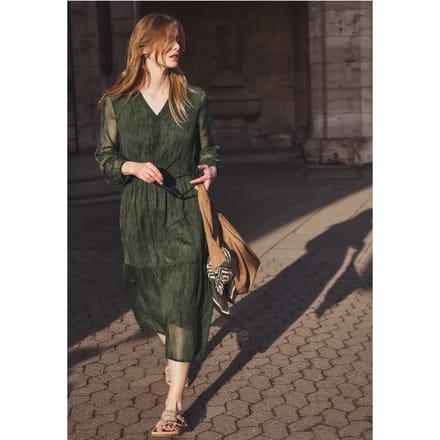 Chiffon midi-jurk met print