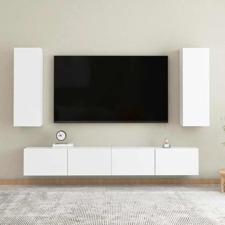 vidaXL - 4-delige - Tv-meubelset - bewerkt - hout - wit